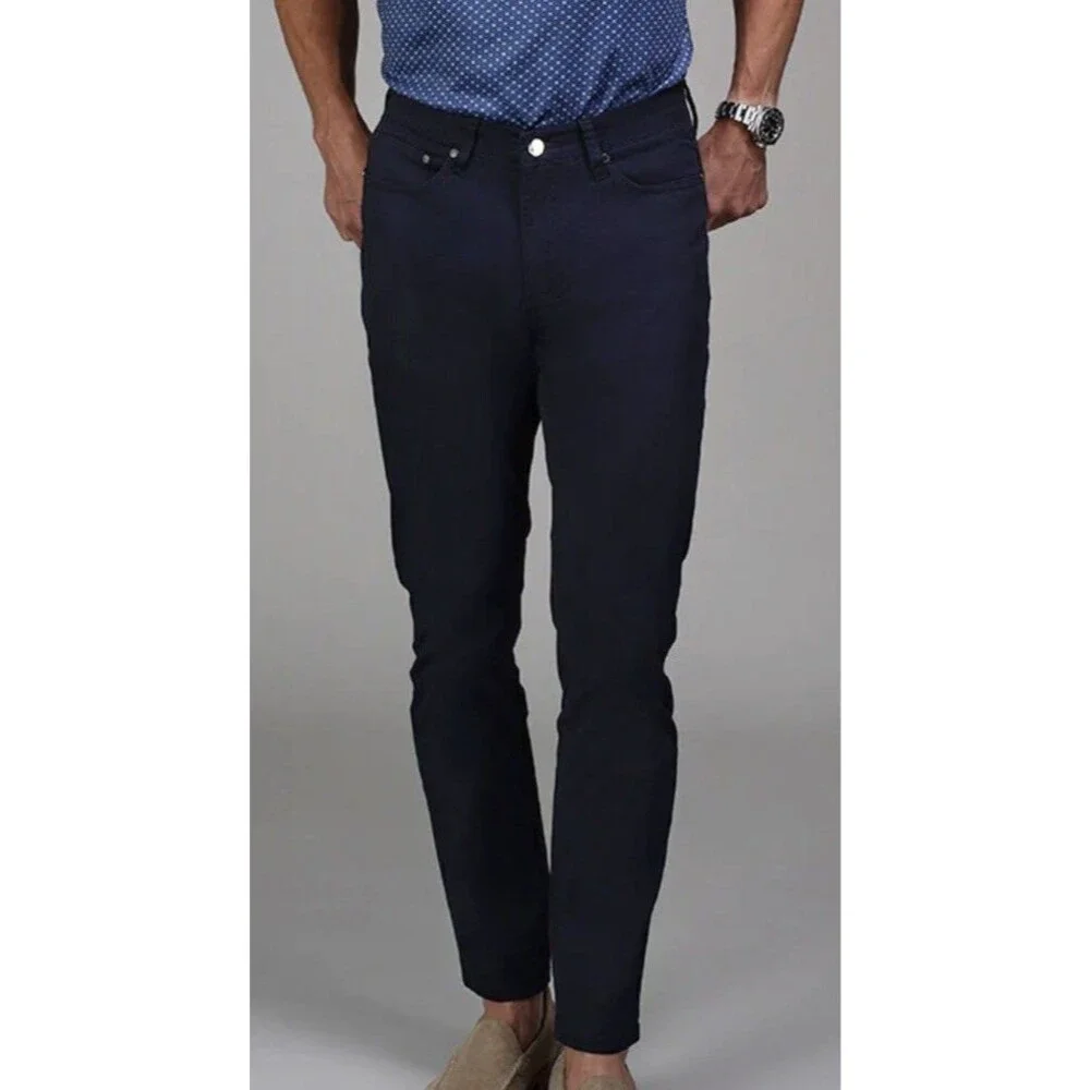 NEW Collars & Co CEO Chino Five Pocket Cotton Pants Navy Blue 32x30 Golf Work - Picture 1 of 11